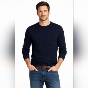 J Crew Men's  Navy Blue Long Sleeve 100% Merino Wool Crew Neck Light Weight L.